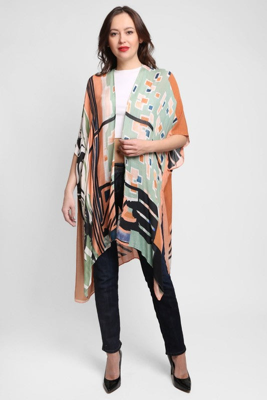 Geometric Striped Cover-Up