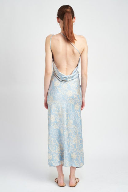 OPEN BACK MAXI DRESS WITH ONE SHOULDER STRAP