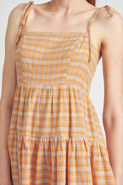 PLAID SLEEVELESS BABYDOLL DRESS