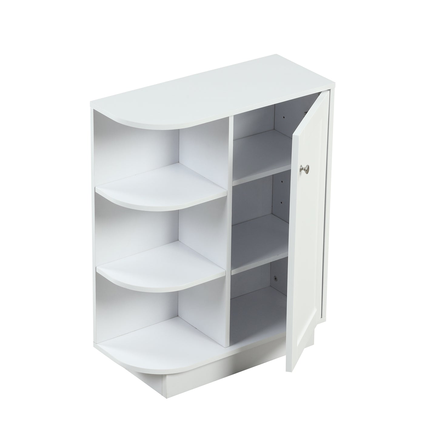 Open Style Shelf Cabinet with Adjustable Plates Ample Storage Space Easy to Assemble, White