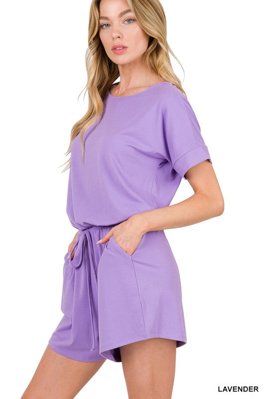 BRUSHED DTY ROMPER WITH POCKETS