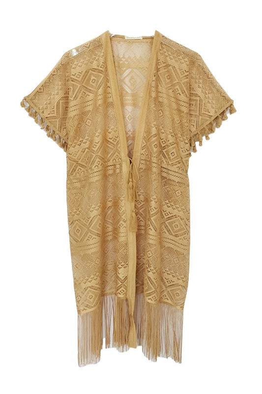 Geometric Pattern Laced Kimono