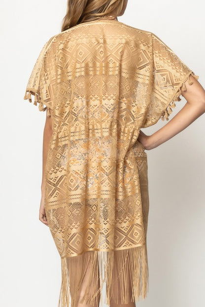 Geometric Pattern Laced Kimono