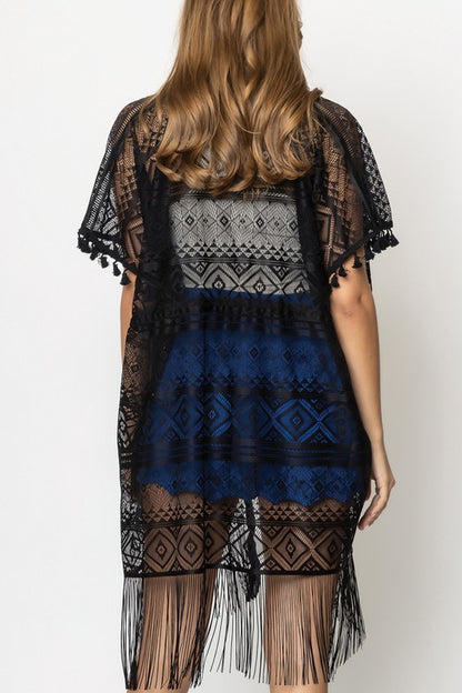 Geometric Pattern Laced Kimono