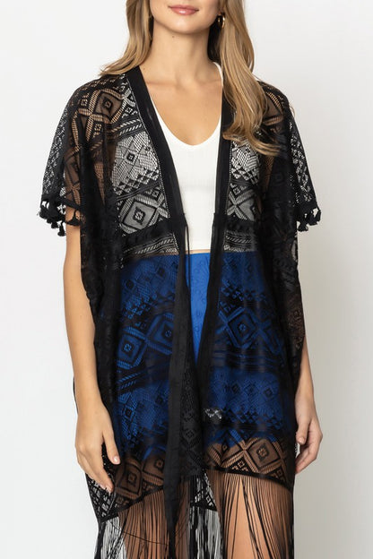 Geometric Pattern Laced Kimono