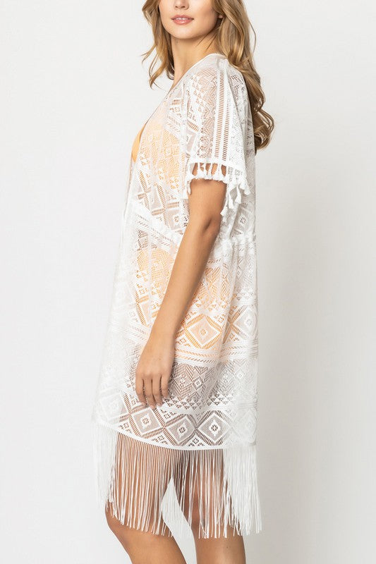 Geometric Pattern Laced Kimono