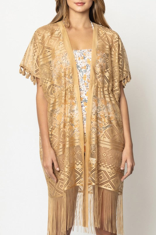 Geometric Pattern Laced Kimono