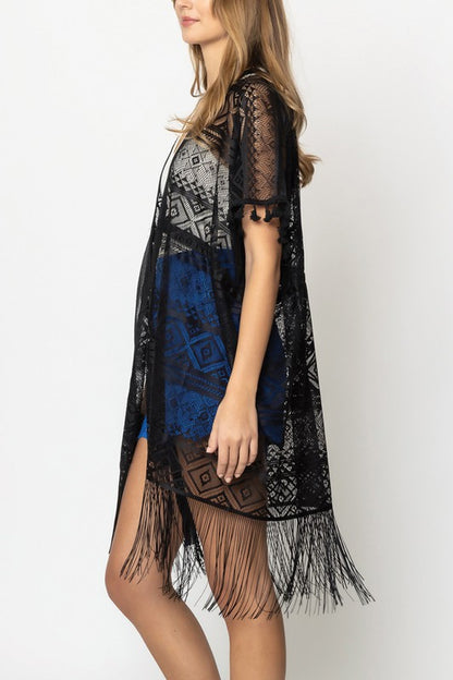 Geometric Pattern Laced Kimono