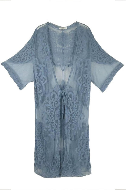 Oriental Patterned Laced Kimono