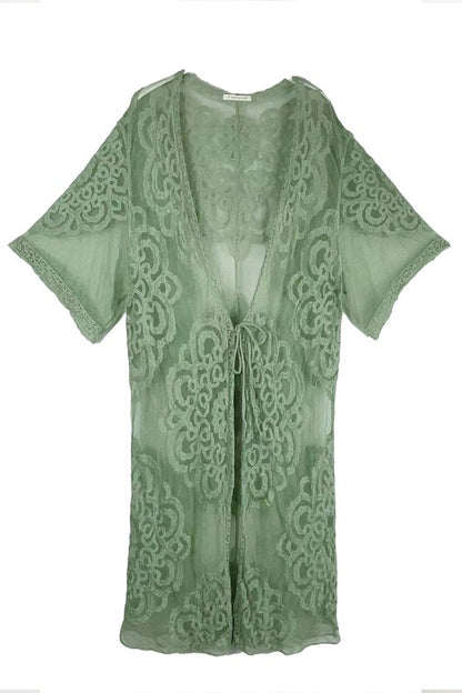 Oriental Patterned Laced Kimono
