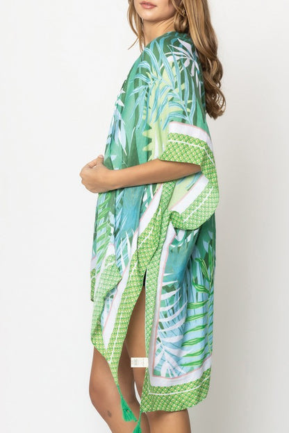 Palm Leaves Printed Kimono