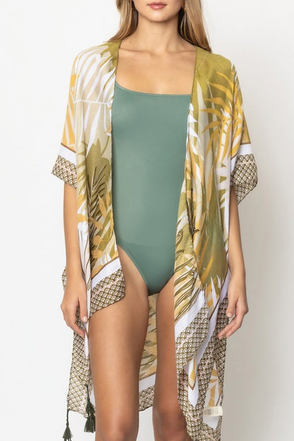 Palm Leaves Printed Kimono