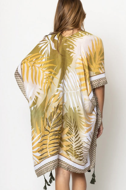 Palm Leaves Printed Kimono