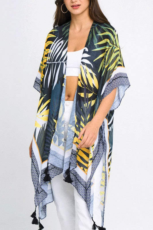 Palm Leaves Printed Kimono