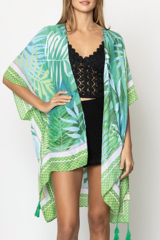 Palm Leaves Printed Kimono