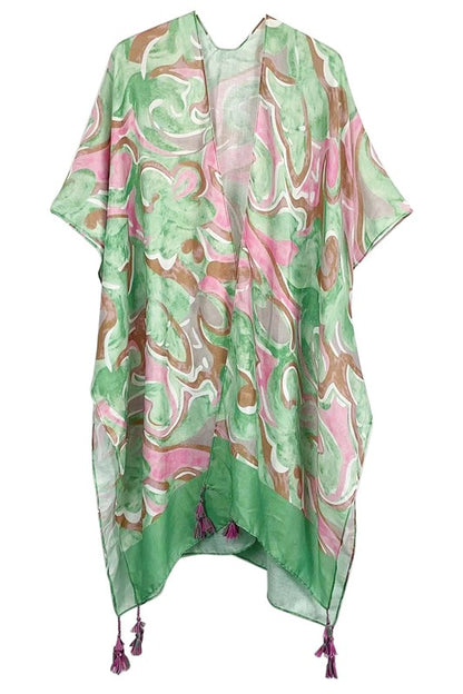 Watercolor Swirl Print Kimono