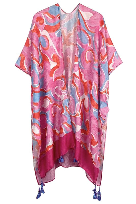 Watercolor Swirl Print Kimono