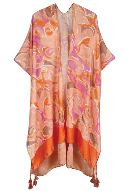 Watercolor Swirl Print Kimono
