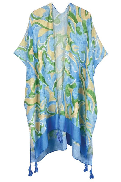 Watercolor Swirl Print Kimono