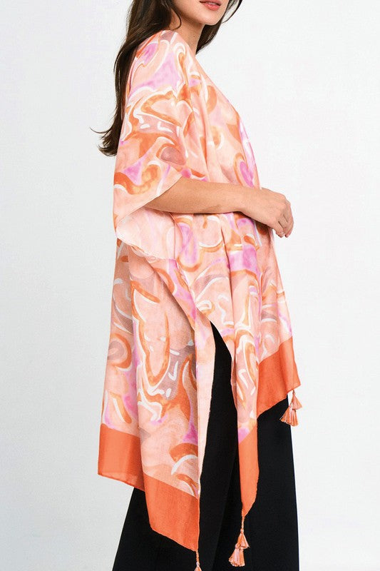 Watercolor Swirl Print Kimono