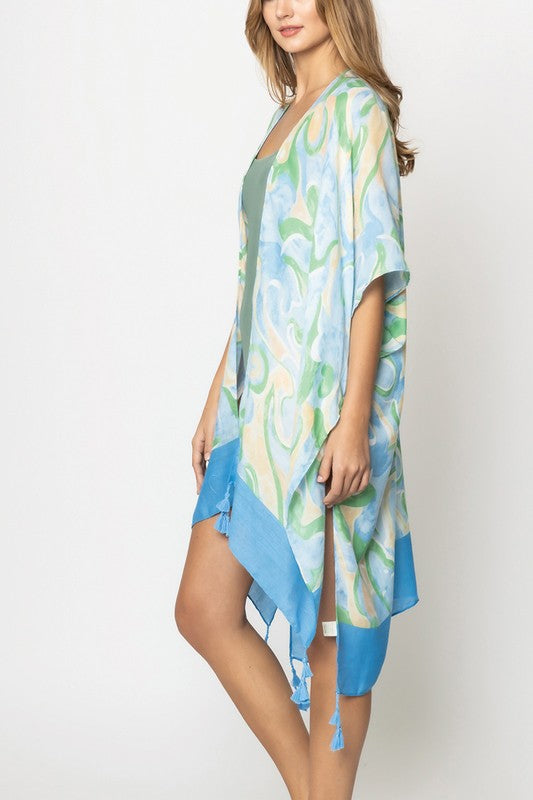 Watercolor Swirl Print Kimono