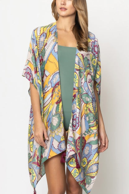 Abstract Paisley Print Kimono