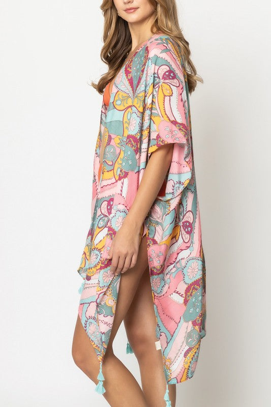 Abstract Paisley Print Kimono