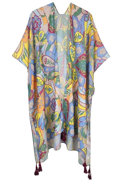 Abstract Paisley Print Kimono