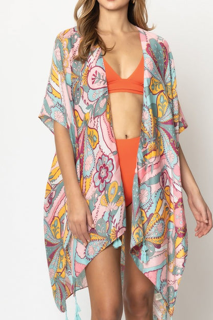 Abstract Paisley Print Kimono