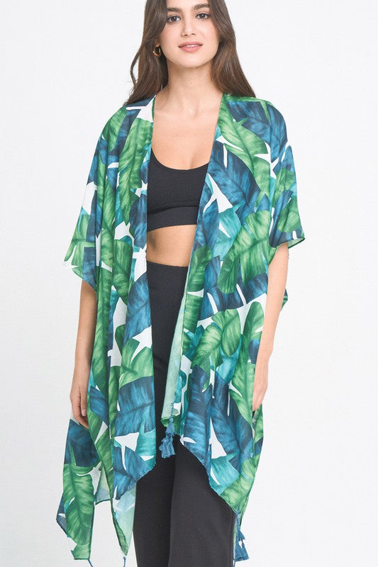 Palm Leaf Printed Kimono