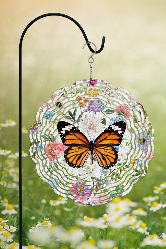 Gold Butterfly Floral Spring Wind Spinner