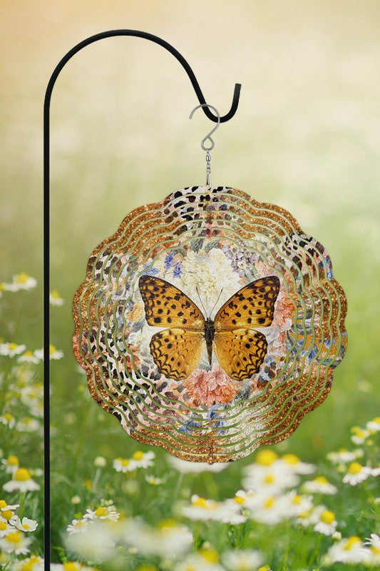 Gold Butterfly Leopard Spring Wind Spinner