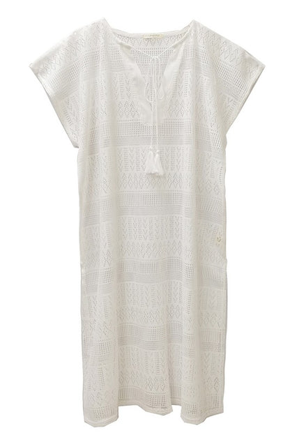 Geometric-Laced Kaftan Poncho