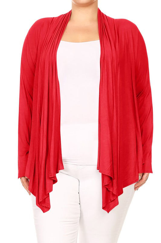 Open front draped Long sleeves cardigan