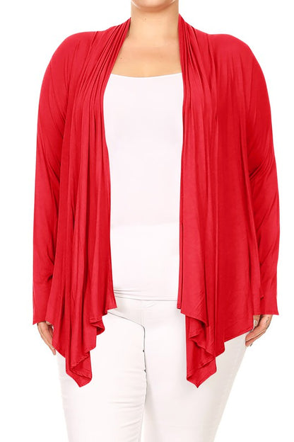 Open front draped Long sleeves cardigan