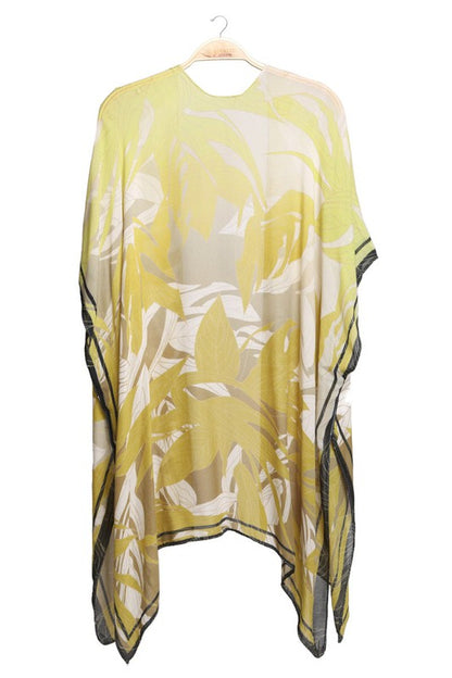 Pastel Leaves Printed Kimono