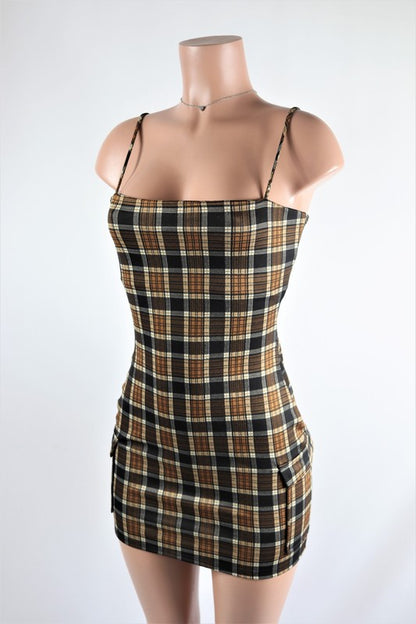 Plaid cargo dress