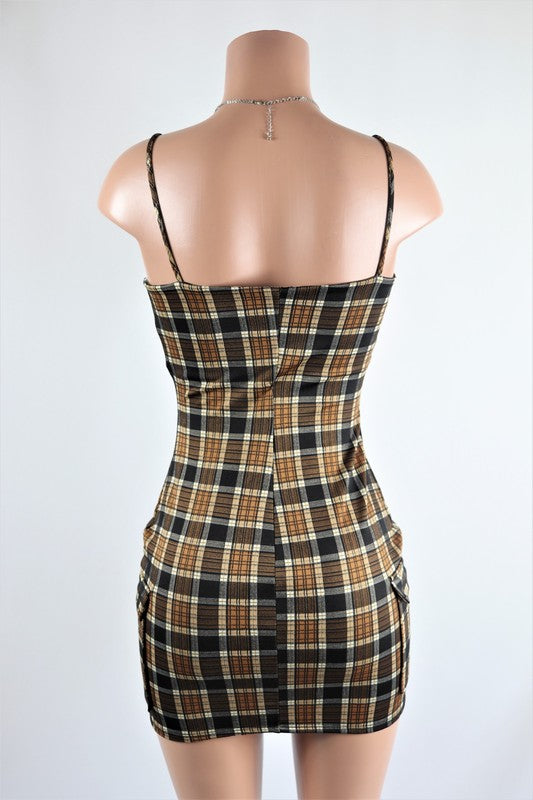 Plaid cargo dress