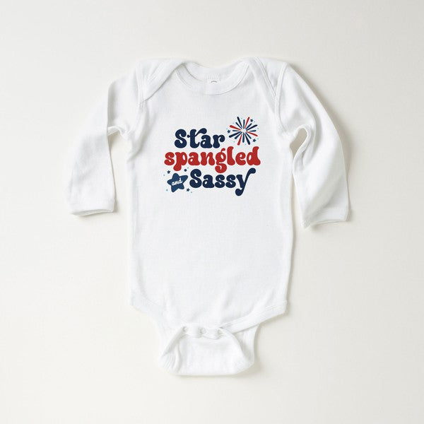 Star Spangled Firework Long Sleeve Onesie