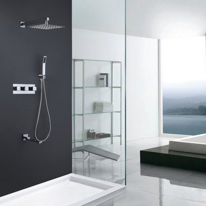 Function Temperature Control Complete Shower System with Rough-in Valve, 10 inches Chrome - 3W01