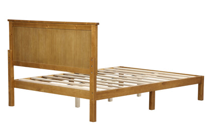 Platform Full Bed with Headboard,Light Brown