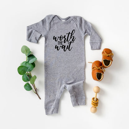 Worth The Wait Fancy Script Baby Romper