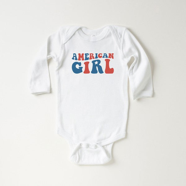 American Girl Stars Long Sleeve Onesie