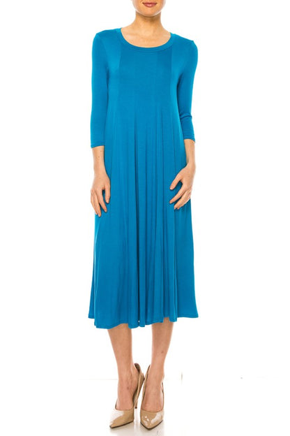 Solid jersey knit a-line dress