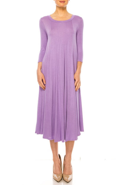 Solid jersey knit a-line dress