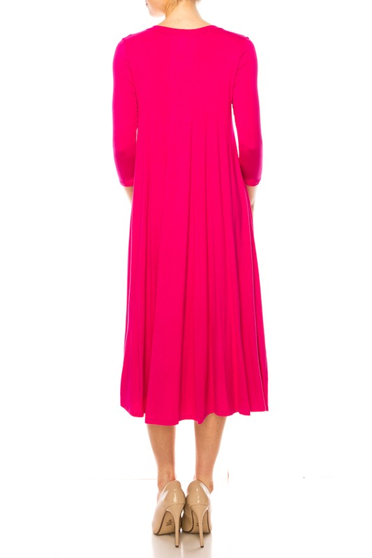 Solid jersey knit a-line dress