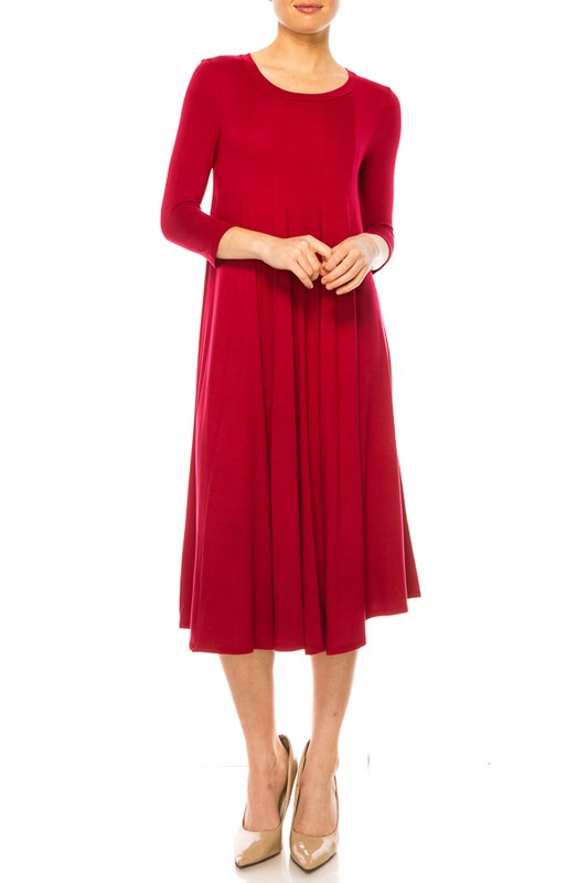 Solid jersey knit a-line dress