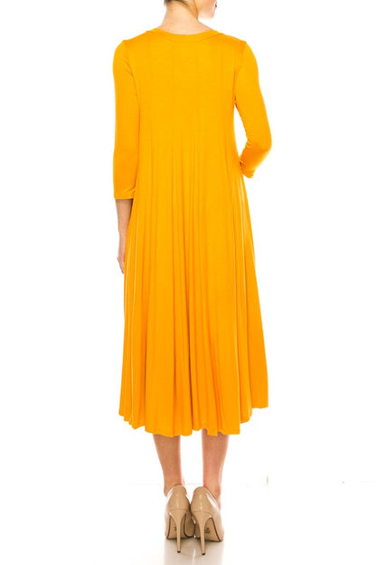 Solid jersey knit a-line dress