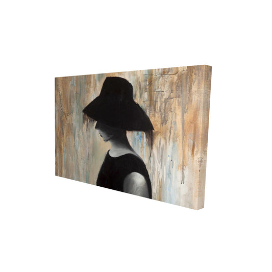 Audrey hepburn with a big hat - 12x18 Print on canvas