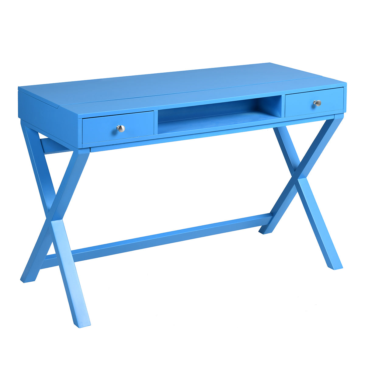 Lift Desk with 2 Drawer Storage, Computer Desk with Lift Table Top, Adjustable Height Table for Home Office, Living Room,BLUE